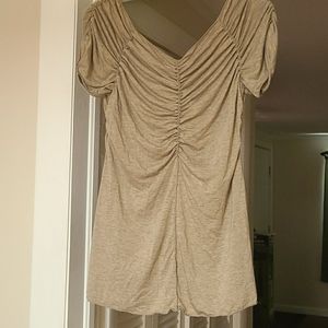 Max Studio beige short sleeve shirt